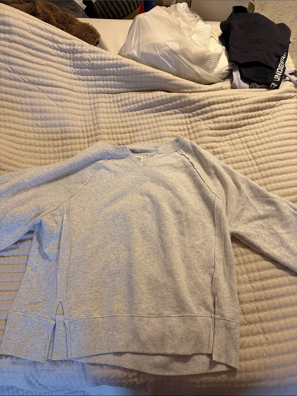 American Eagle Outfitters Light Gray V-Neck Sweater